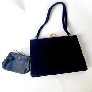 Koret Black Suede Vintage Handbag with Change Purse